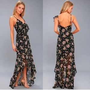 Lulus black floral maxi dress harmonia small